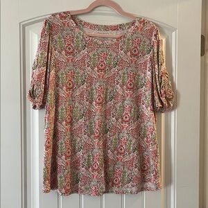 Talbots 1X pink Floral Top